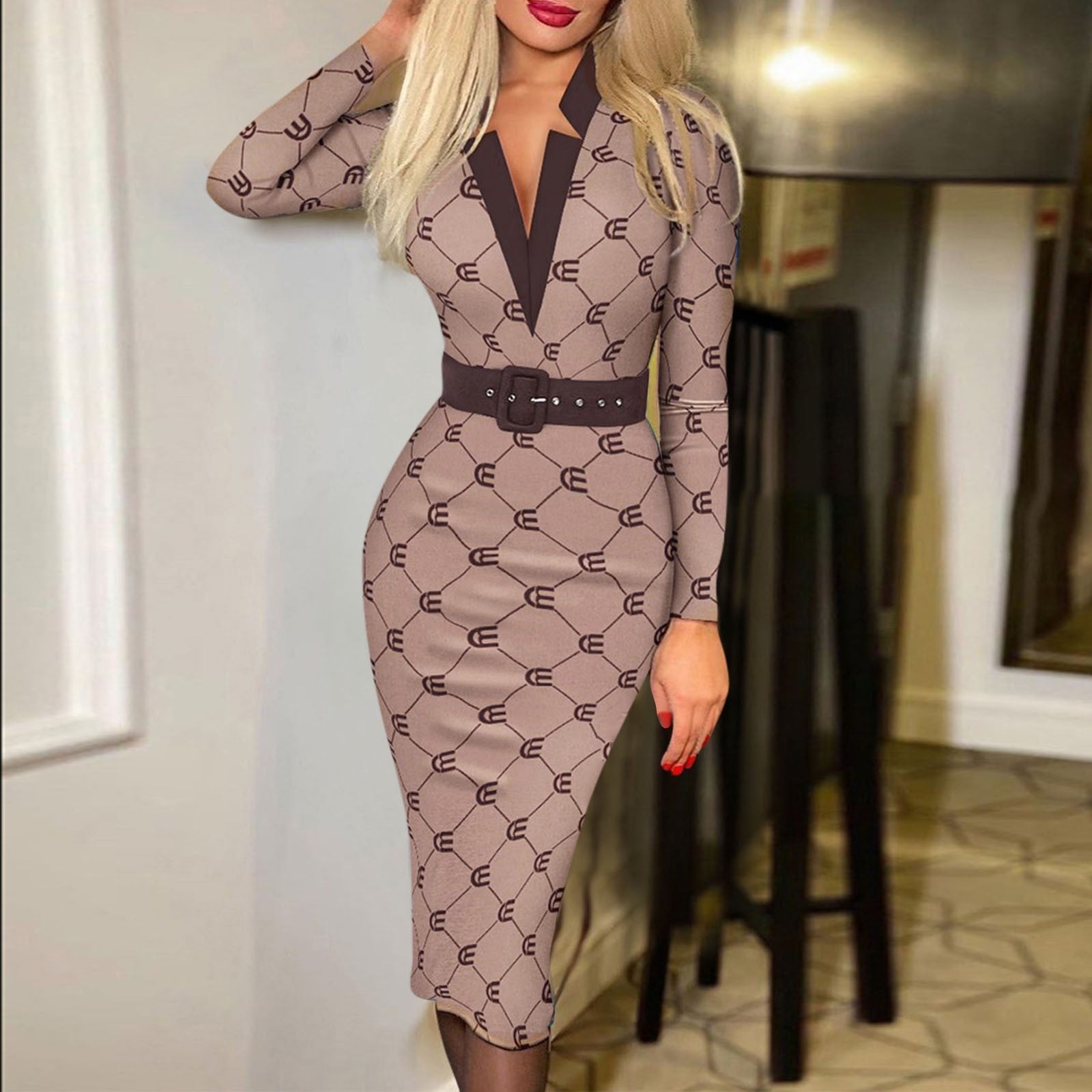 Casual Elegant Fashion Print Work Dress