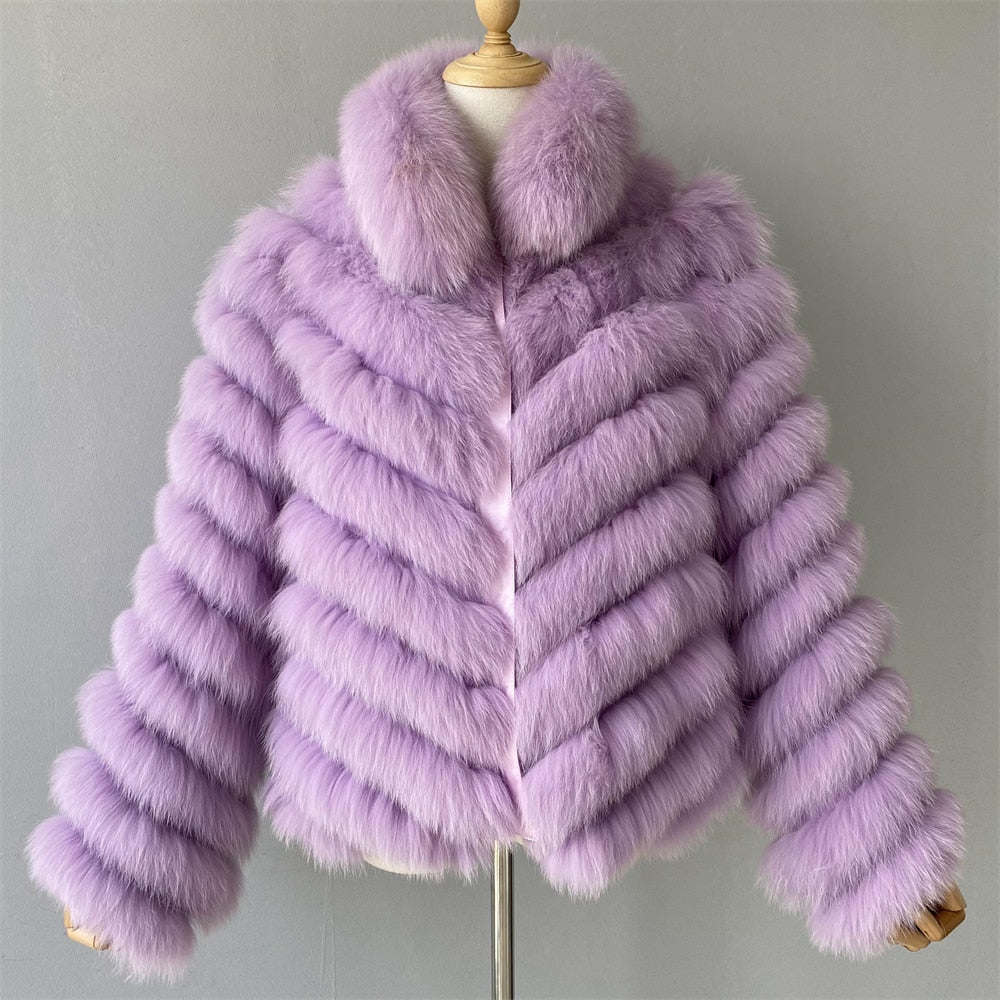 Luxury Real Fox Fur Coat(Reversible) With High-Grade Silk Liner