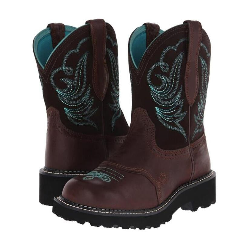 Embroidered Mid-calf Comfort Western Boots