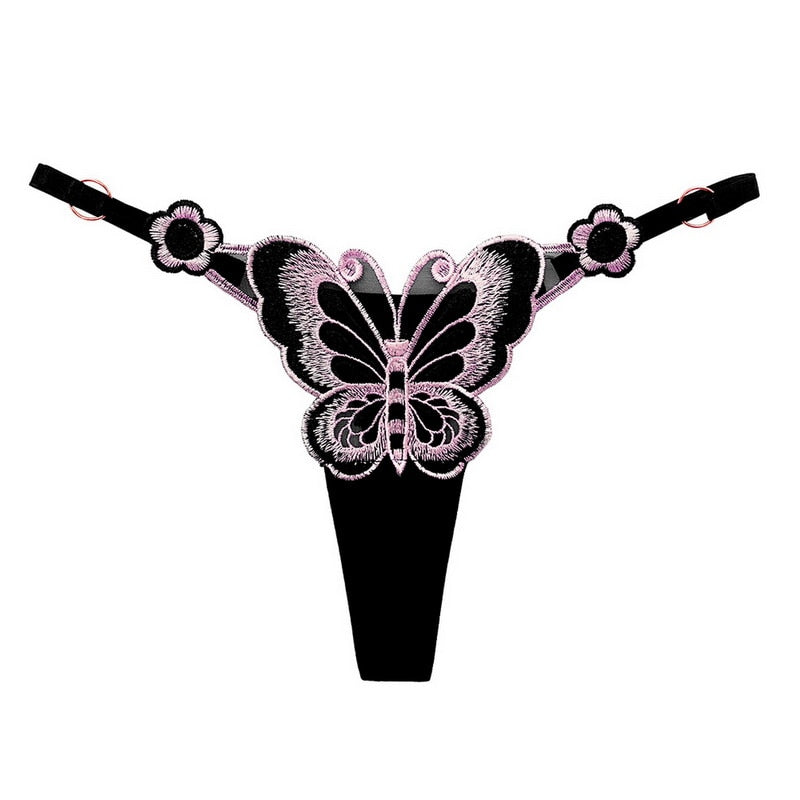 Cute Butterfly Embroidery Women Thongs
