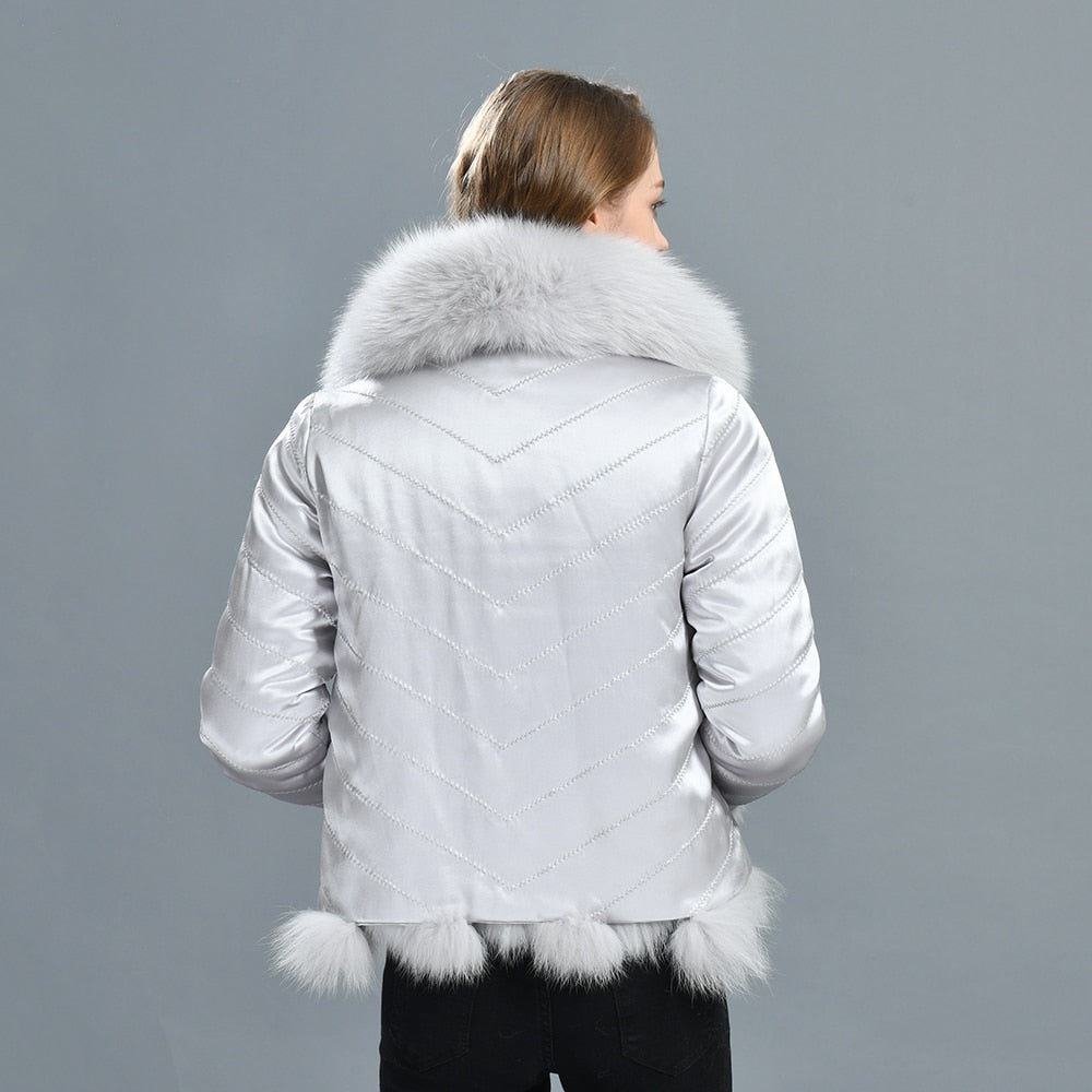Luxury Real Fox Fur Coat(Reversible) With High-Grade Silk Liner