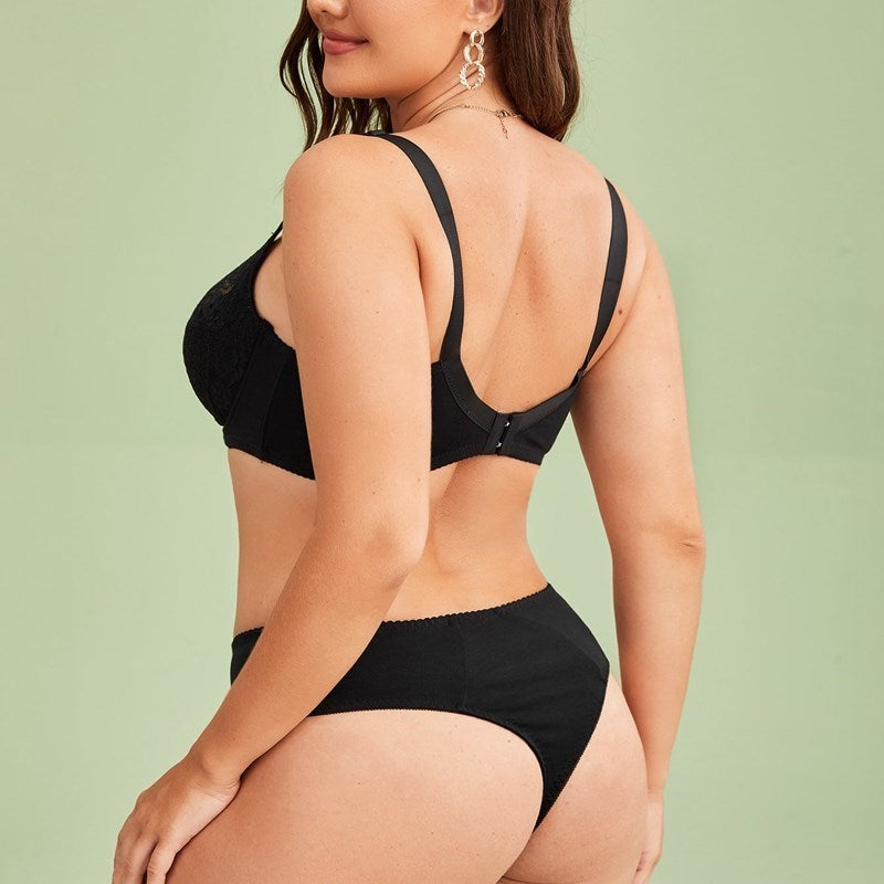 Plus size Sexy Lace thong And Bra set