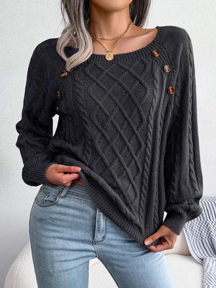 Knitted Acrylic Loose Long Sleeve Sweater