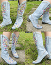Embroidery Floral Western Cowboy Boots