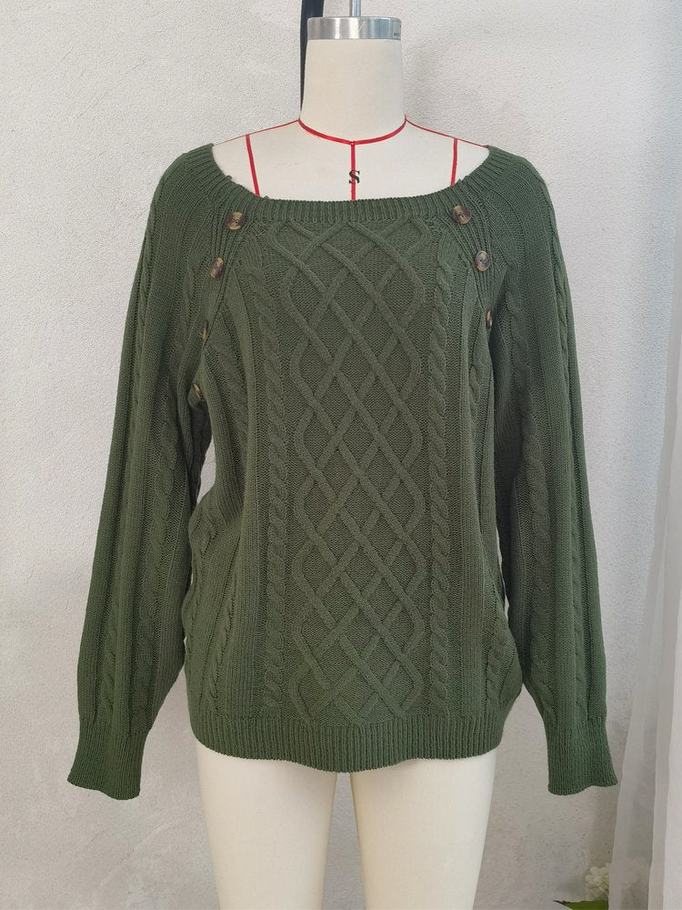 Knitted Acrylic Loose Long Sleeve Sweater