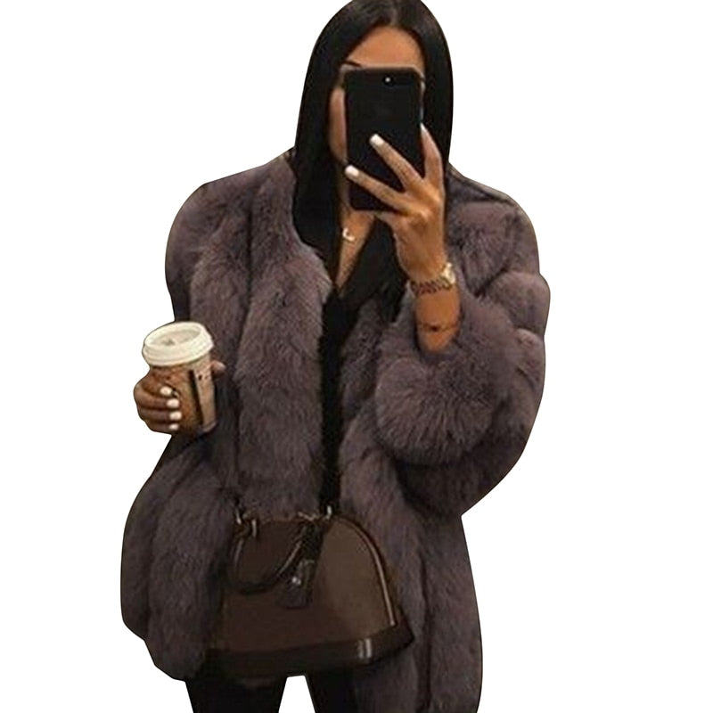 High Quality Elegant Thick Warm Fur Coat