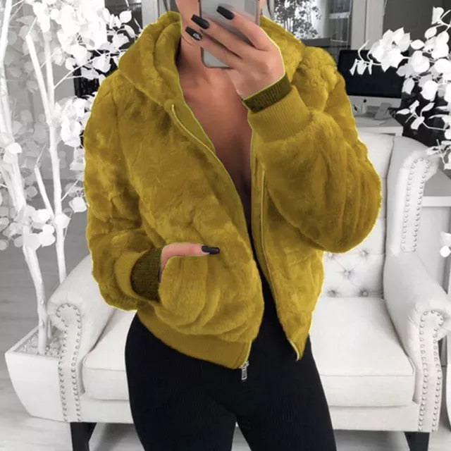 New Faux Fur Coat With Hood