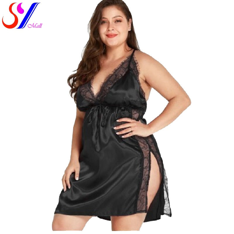 High Quality V-Neck Plus Size Sexy Lingerie Nightwear L-8XL