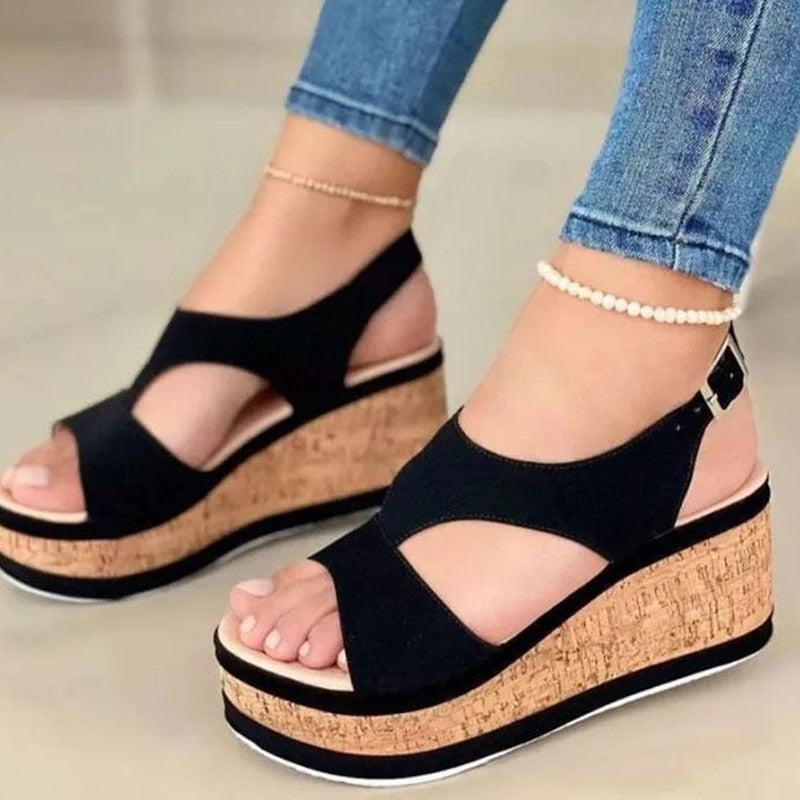 Thick Bottom Wedge Open Toe Sandals