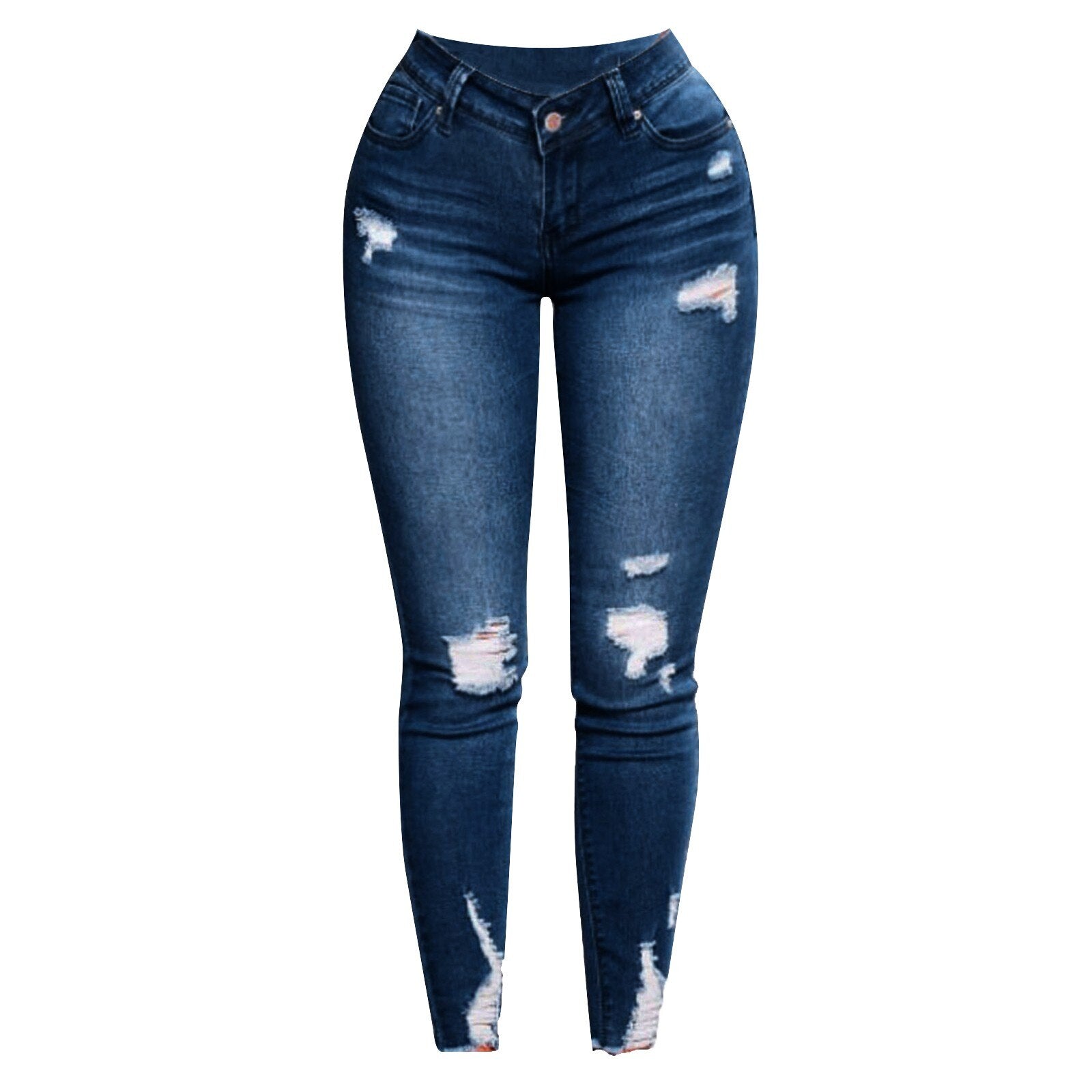 Women's Butt Lifting Skinny Denim Jeans High Waist Pencil Jean Stretchy Distressed Slim Trousers Destroyed Ripped Jean Oversized