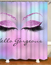 Stylish Rose Gold Eyelash Makeup Print Bath Curtain