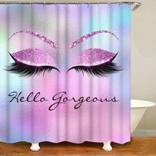 Load image into Gallery viewer, Stylish Rose Gold Eyelash Makeup Print Bath Curtain
