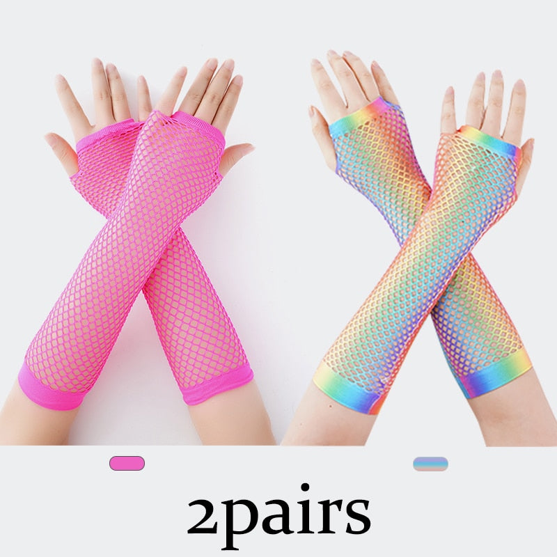 Fishnet Fingerless Long Gloves