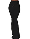 Bell-bottom Solid High Waist Long Pants