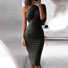 Load image into Gallery viewer, Sleeveless Shoulder Ruffle Hem Twist Slit Dress
