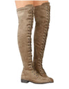 Cross Strap Suede Leather Knee High Boots