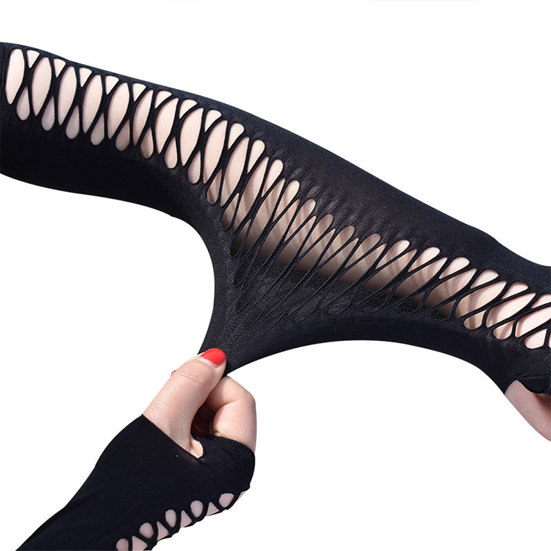 Elastic Fingerless Mesh Gloves