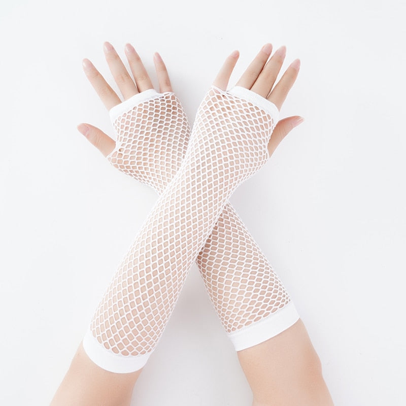 Fishnet Fingerless Long Gloves