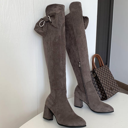 Knee High Suede Chelsea Boots
