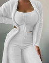Warm Soft Fleece 3 Pieces Crop Top+Long Pants+Coat