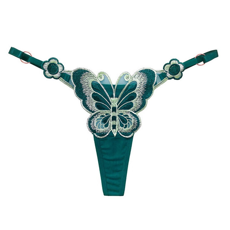 Cute Butterfly Embroidery Women Thongs