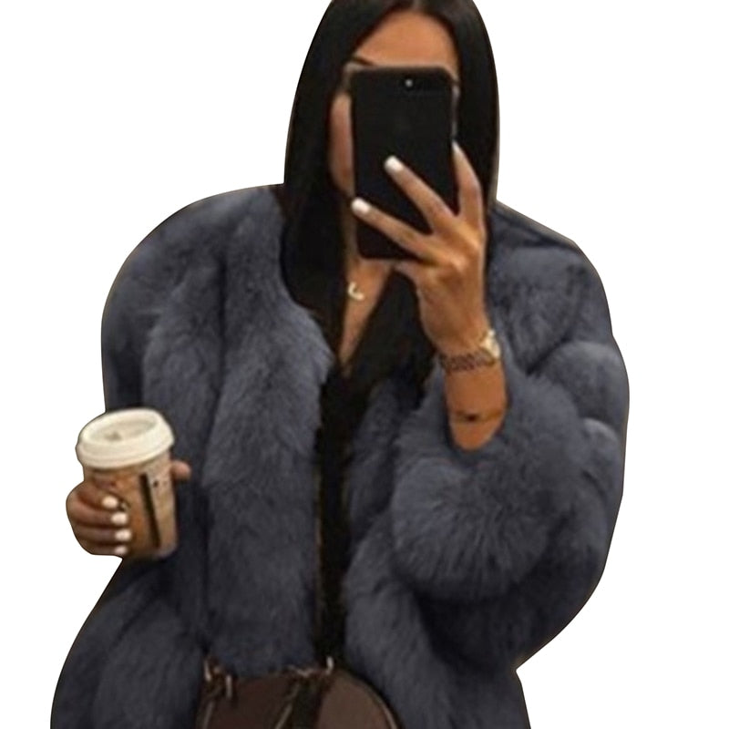 High Quality Elegant Thick Warm Fur Coat