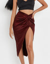 Silk Satin Skirt with Side Slit