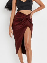 Load image into Gallery viewer, Silk Satin Skirt with Side Slit
