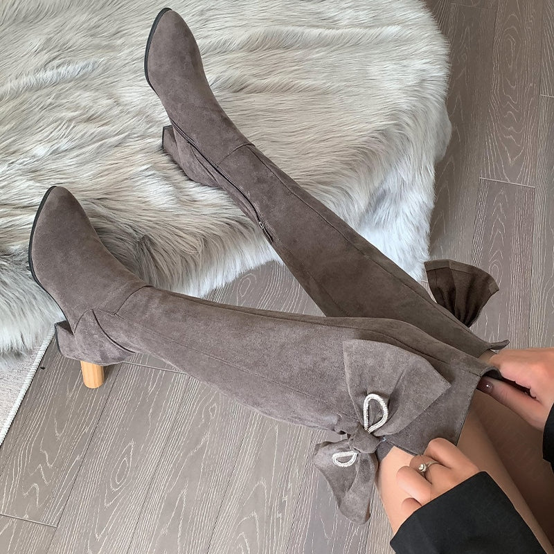 Knee High Suede Chelsea Boots