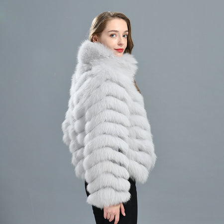 Luxury Real Fox Fur Coat(Reversible) With High-Grade Silk Liner