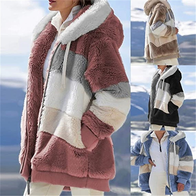 Warm Hooded Fleece Zipper Casual Coats For Winter