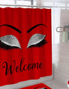 Stylish Rose Gold Eyelash Makeup Print Bath Curtain