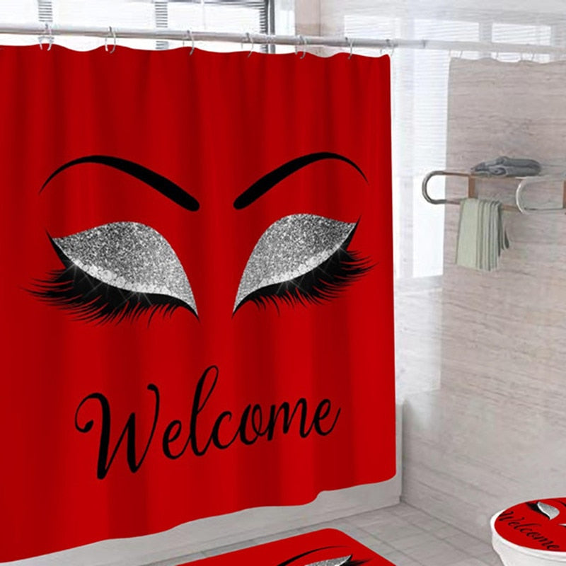 Stylish Rose Gold Eyelash Makeup Print Bath Curtain
