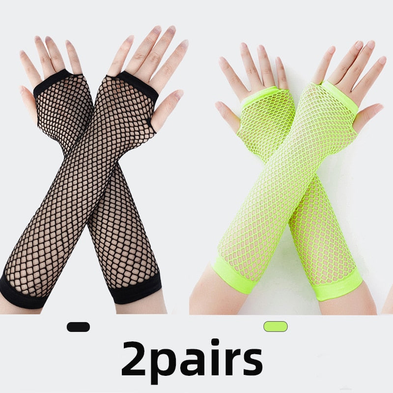 Fishnet Fingerless Long Gloves