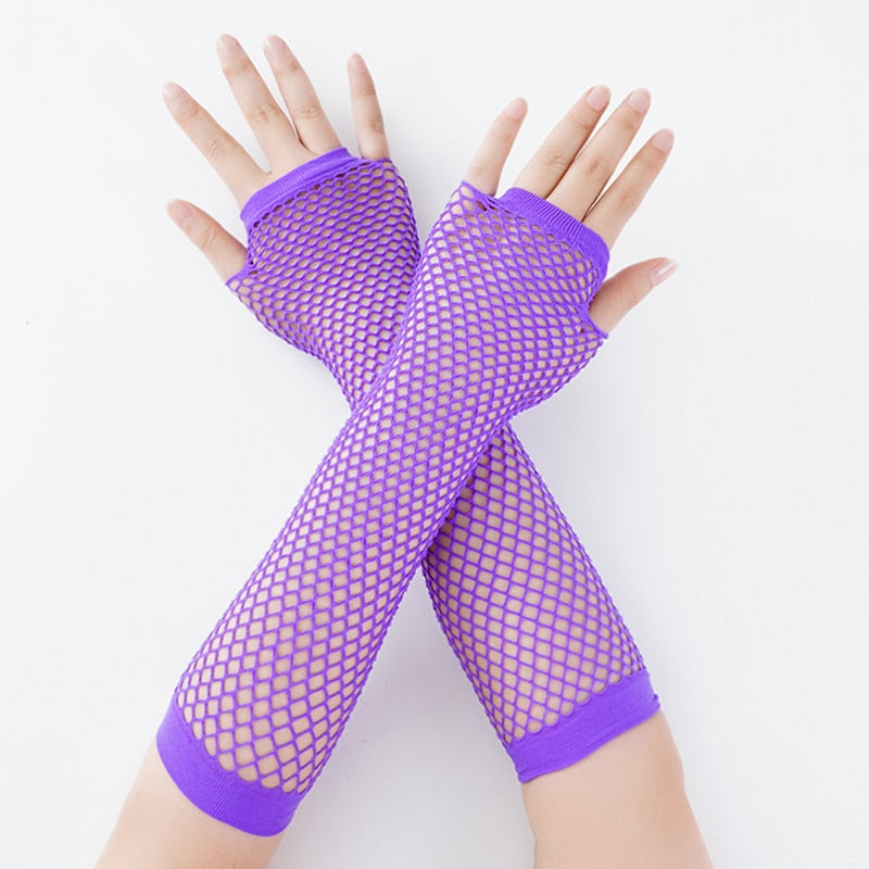Fishnet Fingerless Long Gloves