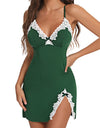 S- 5XL Push-Up Deep V Side Split Halter Nightgown