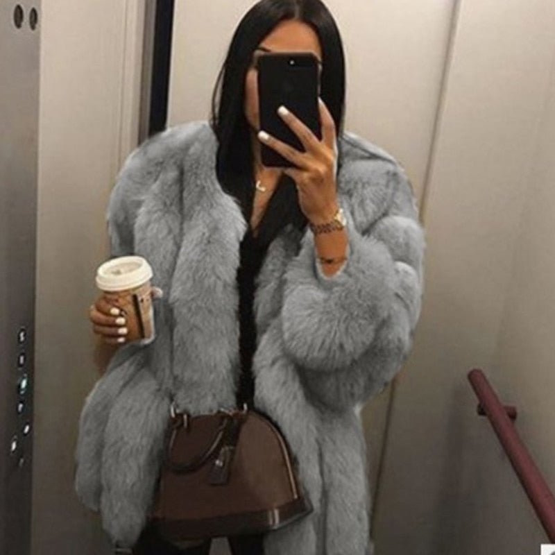 High Quality Elegant Thick Warm Fur Coat