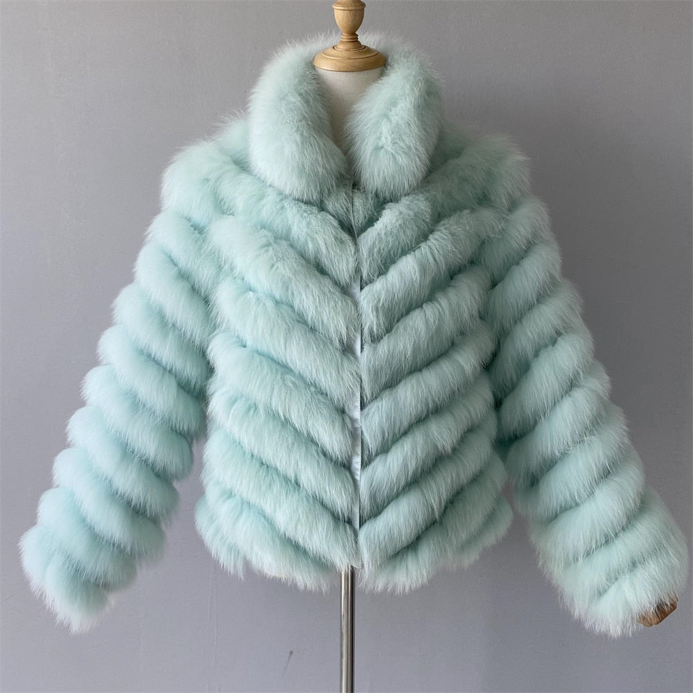 Luxury Real Fox Fur Coat(Reversible) With High-Grade Silk Liner