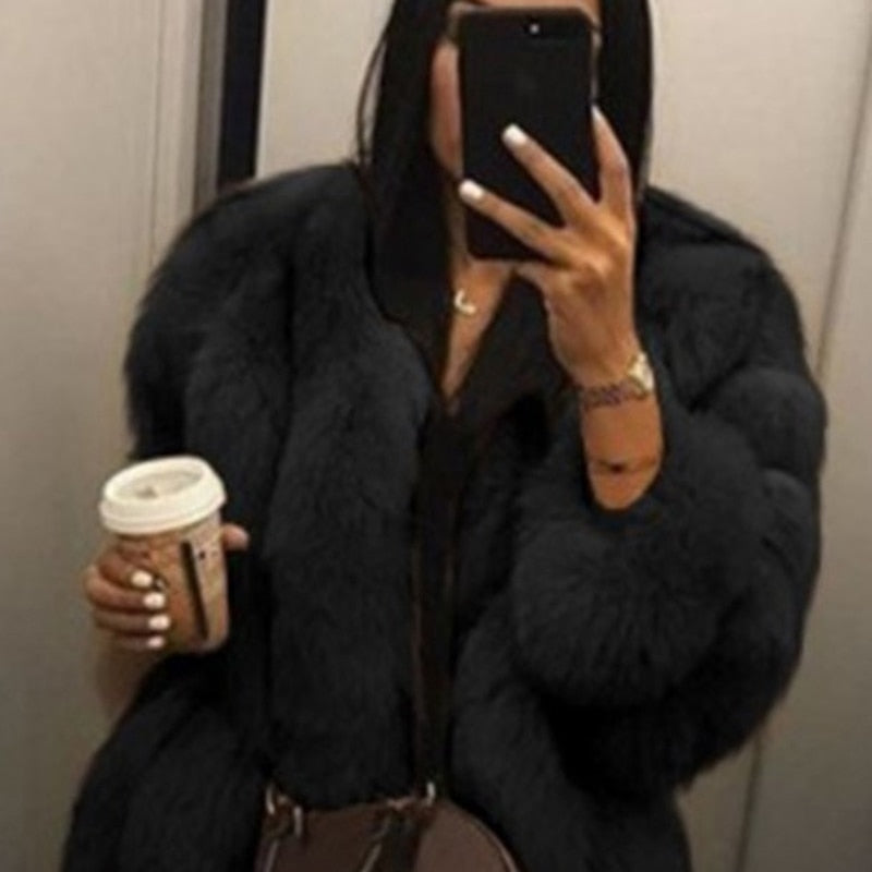 High Quality Elegant Thick Warm Fur Coat