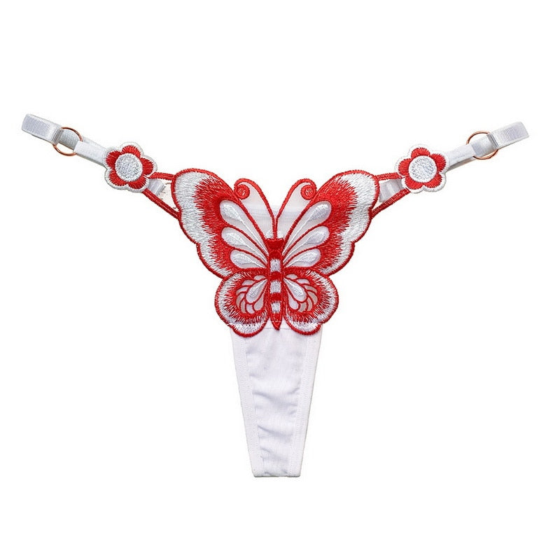 Cute Butterfly Embroidery Women Thongs