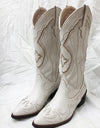 White Western Cowboy/Cowgirl Chunky Heel Pointed Boots