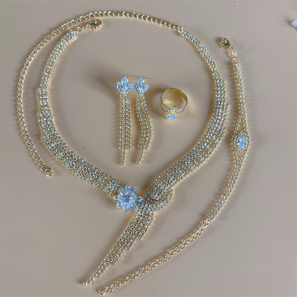 Silver Color Rhinestone Crystal Bridal Jewelry Sets