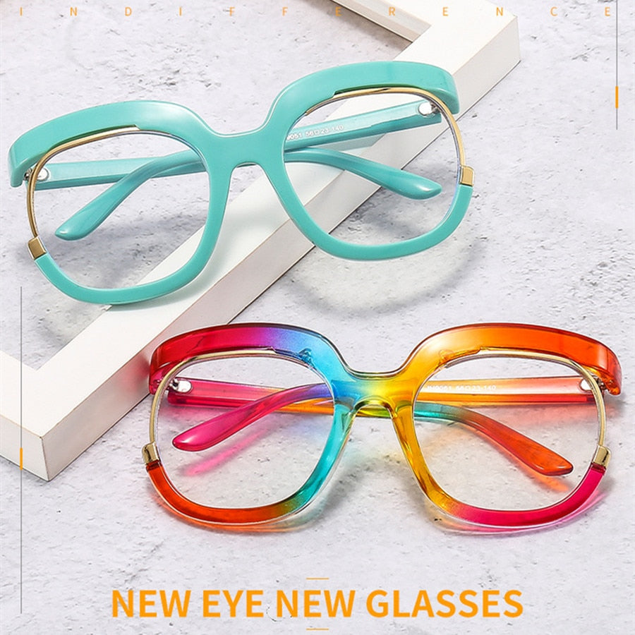 Oversized Fashion Retro Round Anti Blue Light Glasses