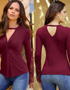 Lace Long Sleeve Casual V-neck