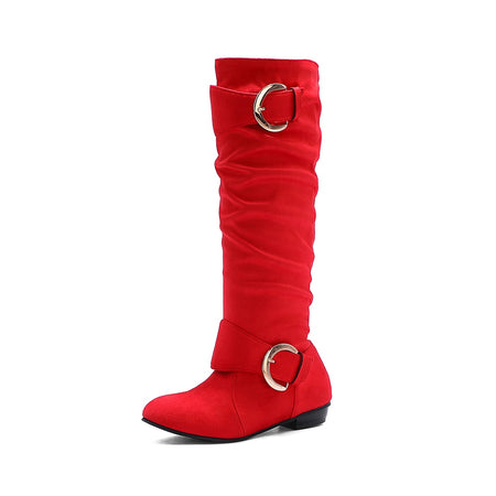 Pleated Knee High Boots