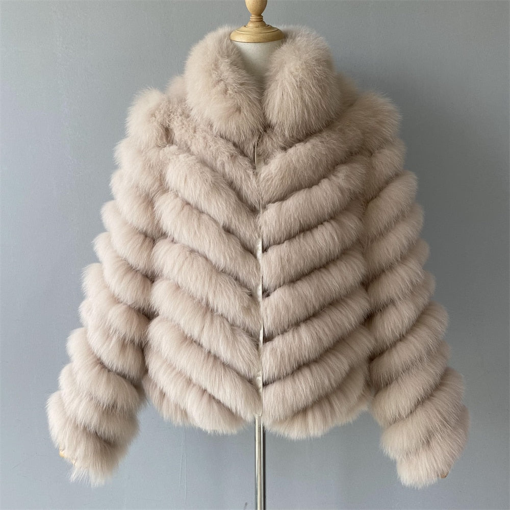 Luxury Real Fox Fur Coat(Reversible) With High-Grade Silk Liner