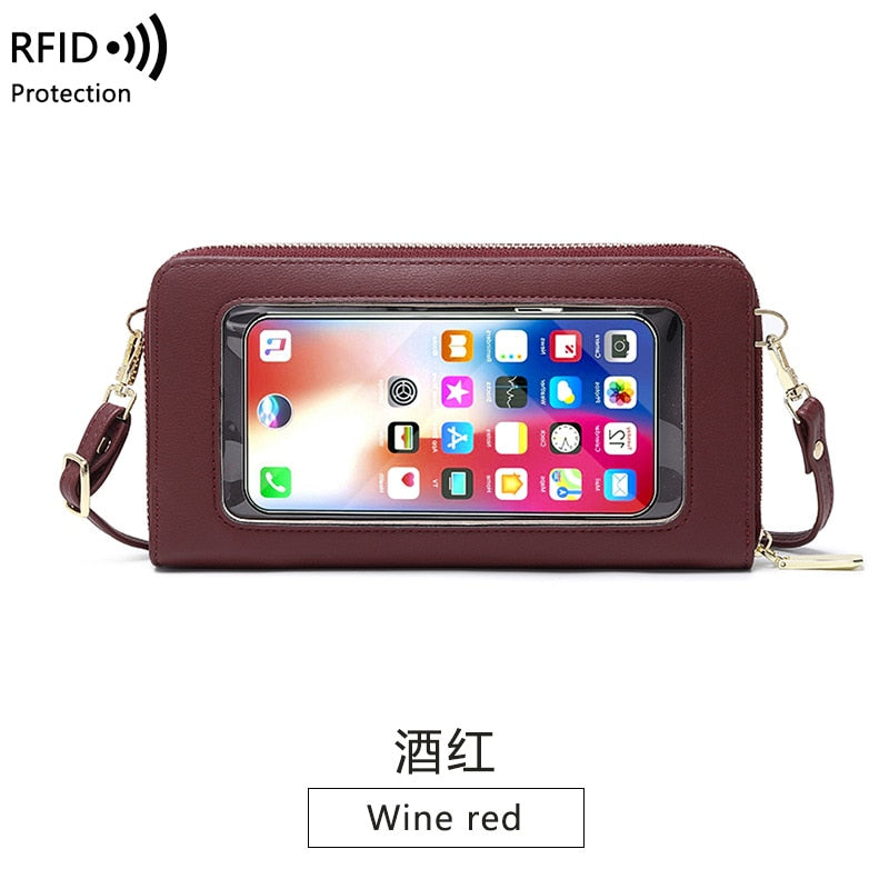 Mini Shoulder Bag Touch Screen Mobile Phone Transparent Bag