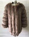 Elegant Windproof Thick Faux Fox Fur Long Coat