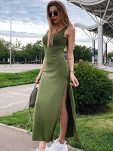 Load image into Gallery viewer, Slit Midi Casual Summer Sundress
