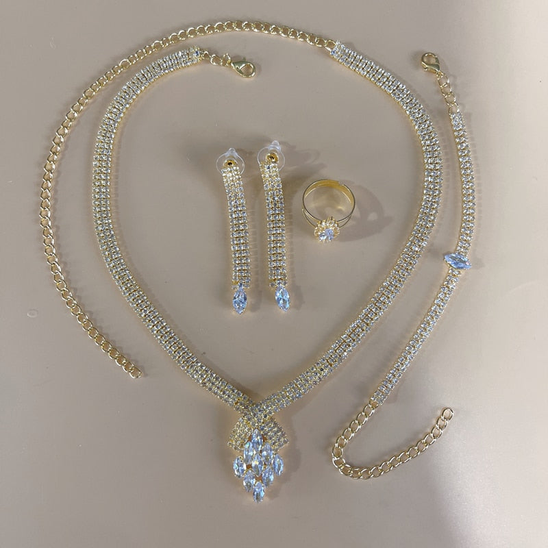 Silver Color Rhinestone Crystal Bridal Jewelry Sets